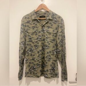 All Saints Green Palm Print Casual Button Down Shirt - Never Worn